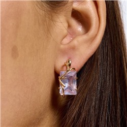 Серьги с крупным камнем ювелирная бижутерия коллекция "Дубай", покрытие позолота,  вставка: фианит, цвет: прозрачный, арт.217.356