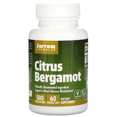 Jarrow Formulas, бергамот, 500 мг, 60 растительных капсул