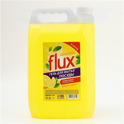 Средство для мытья посуды, 5 л, аромат лимона, FLUX