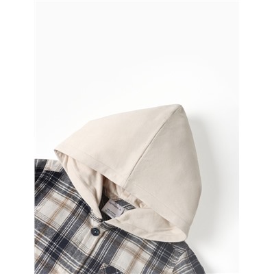 Рубашка фланелевая с капюшоном Крошка Я, рост 92-98 см, синие