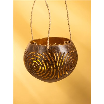 Подсвечник подвесной из кокоса, 9-12 см, коричневый