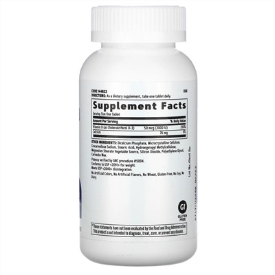 GNC, Vitamin D-3, 50 mcg (2,000 IU), 180 Tablets