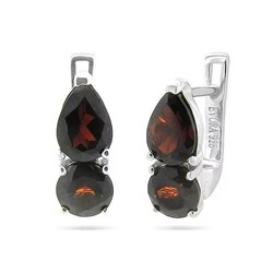 Серьги из серебра гранат, Люсен