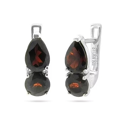 Серьги из серебра гранат, Люсен