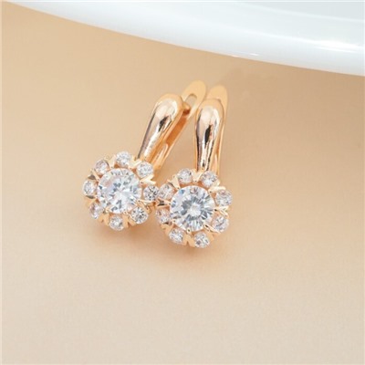 Серьги ювелирная бижутерия коллекция "Дубай", покрытие позолота, вставка: фианиты, цвет: прозрачный, арт.213.556