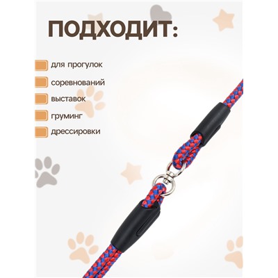 Ринговка для собак, с вертлюгом, 150×0.6 см, красная/синяя
