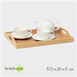 Поднос с ручками BellaTenero Striata, 37.5×26×5 см, бамбук