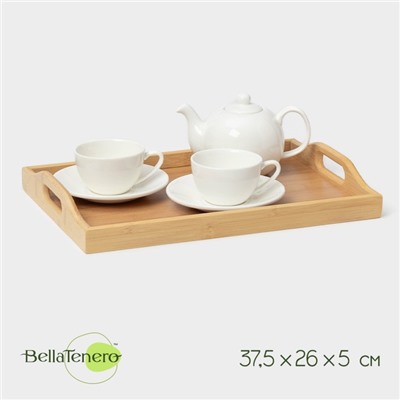 Поднос с ручками BellaTenero Striata, 37.5×26×5 см, бамбук