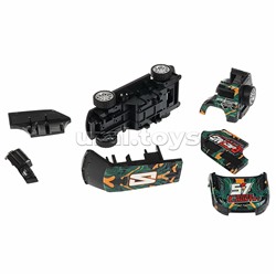 Машинка пластмассовая инерционная "Авария на трассе" Джип хаки  (pull back) CRD 25x18,2x5,2см