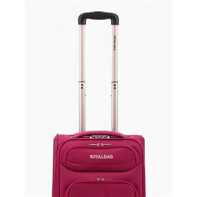 Чемодан на колёсах Royalbag маленький 46 л (S), на молнии, с увеличением, кодовый замок, 4 колеса, розовый