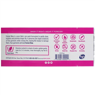 Forever New, Fabric Care Wash, Liquid, Original, 1/3 fl oz (10 ml)