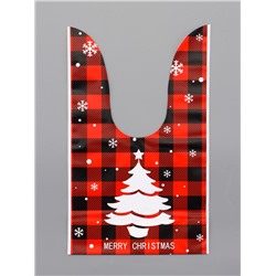 Пакет полиэтиленовый подарочный новогодний, с ушками «Клетка красная», МИКС, 13×23 см
