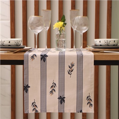 Дорожка на стол Этель Leaves, 40×149 см, 100% хлопок, репс 220 г/м², бежевая