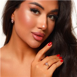 Комплект ювелирной бижутерии Дубайское золото, покрытие: позолота, серьги и кольцо 19 р, вставка: фианит, цвет: прозрачный, арт.314.013-19