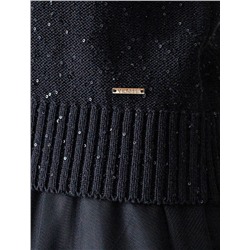 Джемпер с V вырезом и коротким рукавом из хлопковой пряжи с пайетками