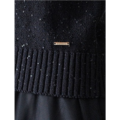 Джемпер с V вырезом и коротким рукавом из хлопковой пряжи с пайетками