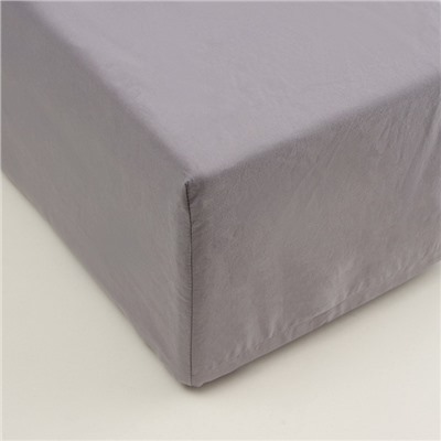 Простыня на резинке 1.5-спальная SL Home Cotton, 140×200+30 см, серая, жатый хлопок