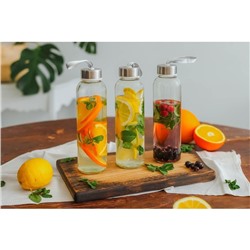 Бутылка для воды «Лидо», 500 мл, h=22.5 см, стекло, ремешок МИКС