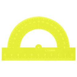 Транспортир 180 градусов 10 см прозрачный, неоновые цвета, ассорти ТР21 Стамм