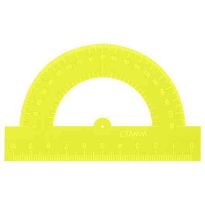 Транспортир 180 градусов 10 см прозрачный, неоновые цвета, ассорти ТР21 Стамм