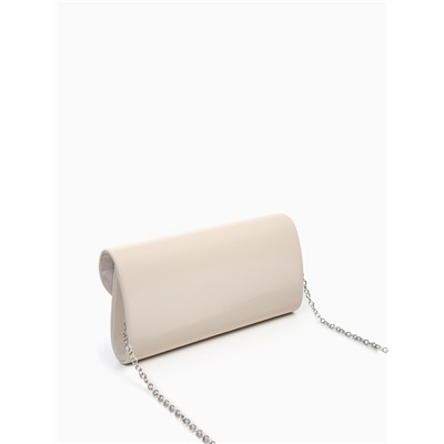Сумка-клатч женская вечерняя на магните, на цепочке, однотонная, кремовая