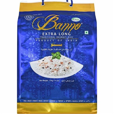 Banno Extra Long Traditional Basmati Rice / Рис Экстра Лонг Басмати Традиционный 5 кг