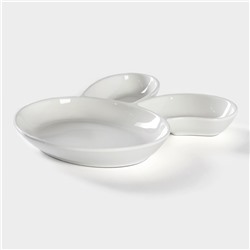 Блюдо для подачи Magistro «Ушастый зай» с двумя соусниками, 27×22.5 см, фарфор, белое