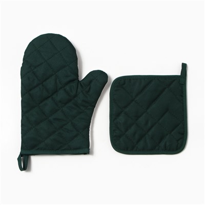 Набор кухонный «Базилик» варежка-прихватка 20×27 см, прихватка 17×17 см 100% п/э