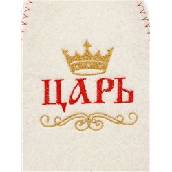 Шапка для бани и сауны «Царь», полиэфир 70%, шерсть 30%, белая