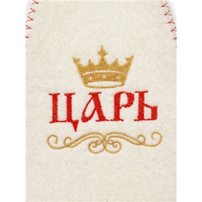 Шапка для бани и сауны «Царь», полиэфир 70%, шерсть 30%, белая