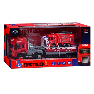 Машина "Перевозчик пожарной техники" (свет,звук) в коробке
