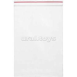 Пакет упаковочный с замком Zip Lock 100x150 мм, ПНД, 35 мкм, прозрачный, с красной полосой на zip-застежке, 100 шт в упаковке