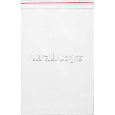 Пакет упаковочный с замком Zip Lock 100x150 мм, ПНД, 35 мкм, прозрачный, с красной полосой на zip-застежке, 100 шт в упаковке