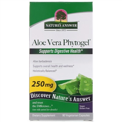 Nature's Answer, фитогель алоэ вера, 250 мг, 90 растительных капсул