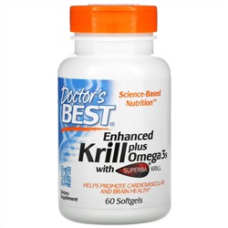Doctor's Best, обогащенный криль с омега-3 из криля Superba, 60 капсул