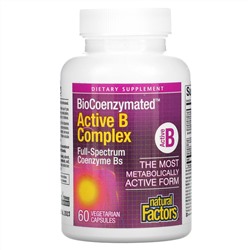 Natural Factors, BioCoenzymated, активный комплекс витаминов B, 60 вегетарианских капсул