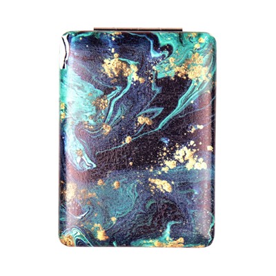 Зеркало карманное 6х8,5 см / GT354 /уп 50/300/ кожзам, стразы микс