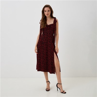 Платье с лентами миди женское MIST Flower, чёрное, размер 42