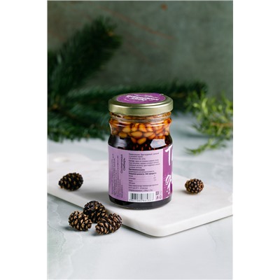Таежный деликатес "Кедровый орех с Сосновой шишкой" в сиропе / стекло  230 гр / Солнечная Сибирь