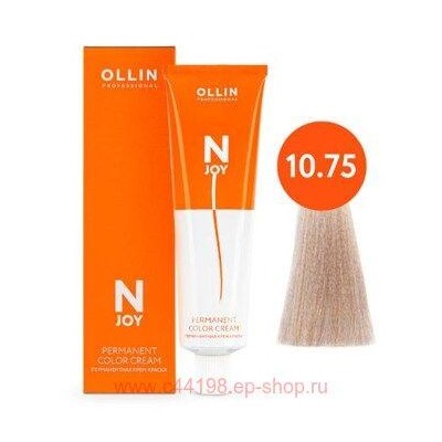 OLLIN "N-JOY" 10/75 – светлый блондин коричнево-махагоновый,перманентная крем-краска для волос 100мл