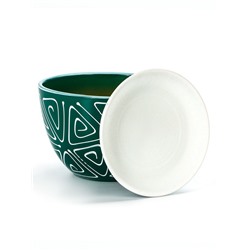 Горшок для цветов «Абстракция», 1.65 л, d=17 см, h=13 см, керамика, с поддоном, зелёный