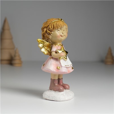 Фигурка полистоун «Ангелочек в розовом платье и белом фартуке», 6.5×5×12.5 см, МИКС