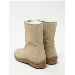 Ботинки женские бежевые замшевые на молнии, литая подошва