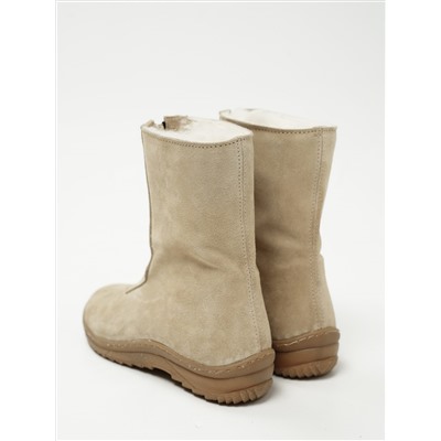 Ботинки женские бежевые замшевые на молнии, литая подошва