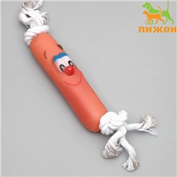 Игрушка на канате «Сосиска» для собак, 30 см (сосиска 14 см)