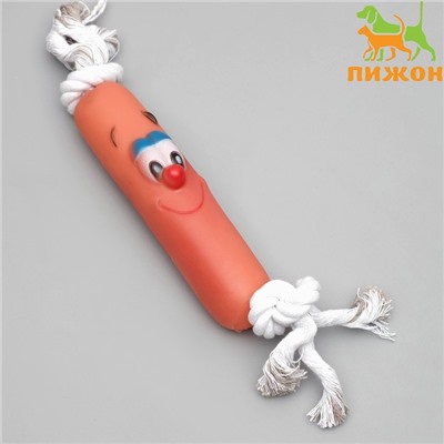 Игрушка на канате «Сосиска» для собак, 30 см (сосиска 14 см)