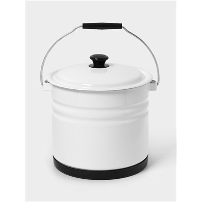 Ведро эмалированное, 10 л, с крышкой и ручкой, на подставке, белое