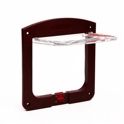 УЦЕНКА Дверь для животных с 4 режимами, проем 15×15.5 (общ. 22.5×20 см), тёмно-коричневая