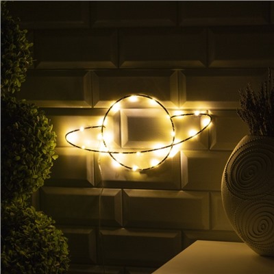 Светодиодная фигура «Планета» 30×15 см, металл, батарейки ААх2 (не в комплекте), свечение тёплое белое