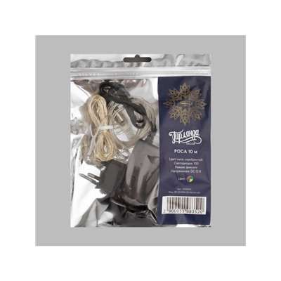 Гирлянда «Нить» 10 м роса, IP20, серебристая нить, 100 LED, свечение мульти, 12 В